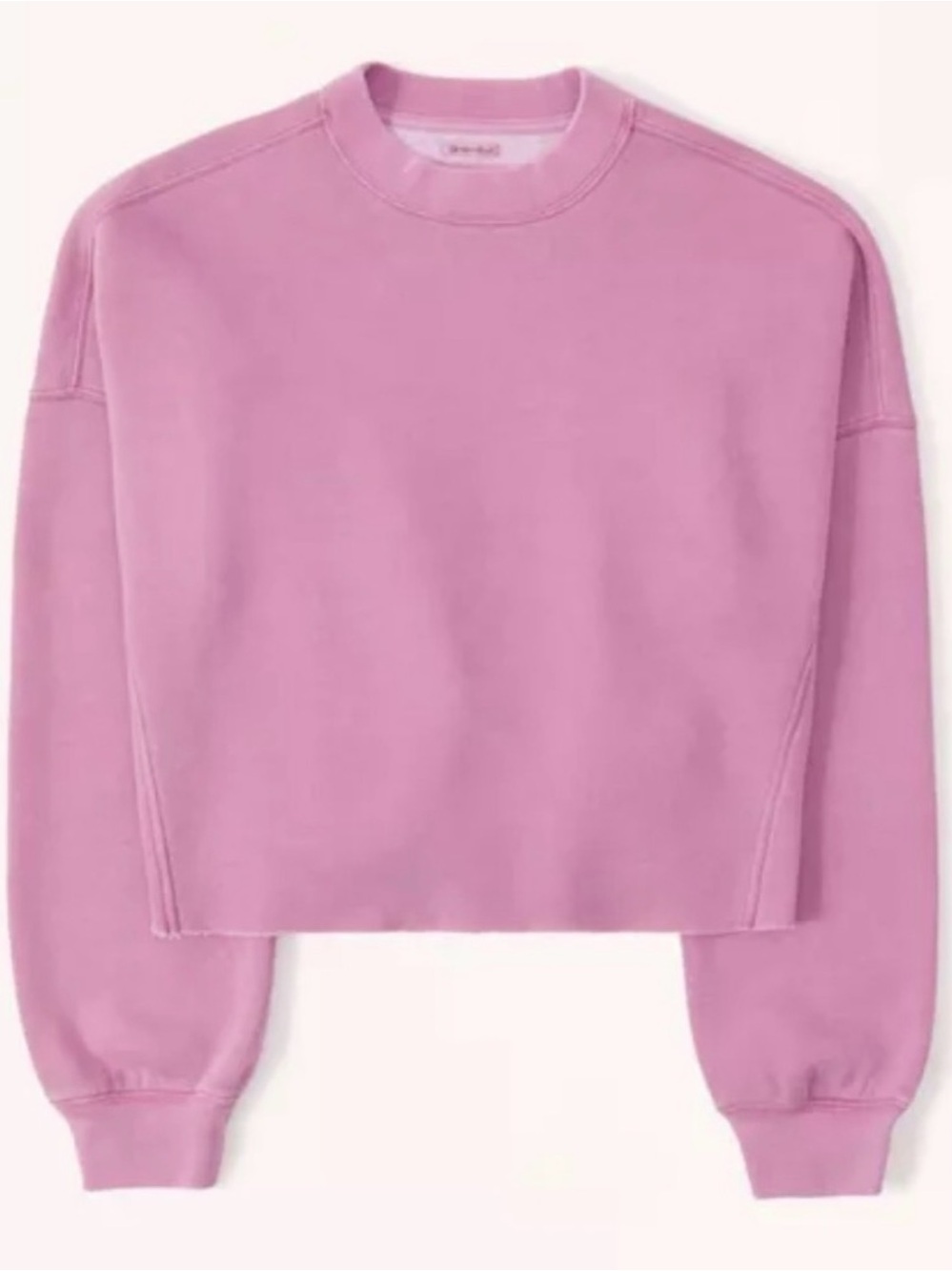 Abercrombie & Fitch Pink Cropped Sunday Crewneck Sweatshirt